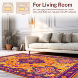 Ultra Soft Area Rug, Non Slip, Stain Resistant, Washable Area Rugs for Living Room, Bedroom, Playful Bright Patterned Bliss(Orange)