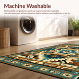 Ultra Soft Area Rug, Non Slip, Stain Resistant, Washable Area Rugs for Living Room, Bedroom, Vibrant Southwestern Geometric Artwork(Brown)