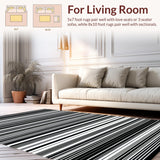 Ultra Soft Area Rug, Non Slip, Stain Resistant, Washable Area Rugs for Living Room, Bedroom, Rustic Layered Graphic Motif(Black)