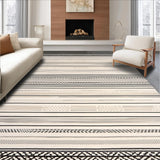 Ultra Soft Area Rug, Non Slip, Stain Resistant, Washable Area Rugs for Living Room, Bedroom, Boho Chic Area with Tribal Inspired Stripes and Muted Sand Accents(Gray)
