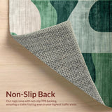 Ultra Soft Area Rug, Non Slip, Stain Resistant, Washable Area Rugs for Living Room, Bedroom, Subtle Gray Tiled Composition(Green)