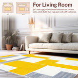 Ultra Soft Area Rug, Non Slip, Stain Resistant, Washable Area Rugs for Living Room, Bedroom, Vibrant Cheerful Circular Pattern(Yellow)