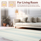 Ultra Soft Area Rug, Non Slip, Stain Resistant, Washable Area Rugs for Living Room, Bedroom, Serene Stripes Area Subtle Blue Beige Stripe(Beige)