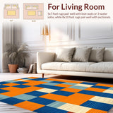 Ultra Soft Area Rug, Non Slip, Stain Resistant, Washable Area Rugs for Living Room, Bedroom, Dynamic Earth Tone Medallion Theme(Orange)