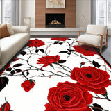 Ultra Soft Area Rug, Non Slip, Stain Resistant, Washable Area Rugs for Living Room, Bedroom, Elegant Abstract Floral Arrangement(Red)