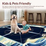 Ultra Soft Area Rug, Non Slip, Stain Resistant, Washable Area Rugs for Living Room, Bedroom, Contemporary Marine Inspired Design(Blue)
