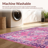 Ultra Soft Area Rug, Non Slip, Stain Resistant, Washable Area Rugs for Living Room, Bedroom, Contemporary Pastel Floral Elegance(Pink)