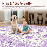 Ultra Soft Area Rug, Non Slip, Stain Resistant, Washable Area Rugs for Living Room, Bedroom, Lavender Ethereal Waves Style(White)