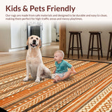 Ultra Soft Area Rug, Non Slip, Stain Resistant, Washable Area Rugs for Living Room, Bedroom, Vibrant Abstract Symmetrical Design(Orange)