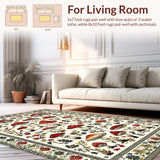 Ultra Soft Area Rug, Non Slip, Stain Resistant, Washable Area Rugs for Living Room, Bedroom, Charming Earthy Mushroom Aesthetic(White)