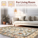 Ultra Soft Area Rug, Non Slip, Stain Resistant, Washable Area Rugs for Living Room, Bedroom, Soft Textured Rustic Pattern(Beige)
