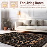 Ultra Soft Area Rug, Non Slip, Stain Resistant, Washable Area Rugs for Living Room, Bedroom, Vintage Inspired Primitive Elegance(Black)