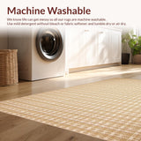 Ultra Soft Area Rug, Non Slip, Stain Resistant, Washable Area Rugs for Living Room, Bedroom, Stylish Beige Geometric Motif(Beige)