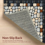 Ultra Soft Area Rug, Non Slip, Stain Resistant, Washable Area Rugs for Living Room, Bedroom, Zen Stone Mosaic Area with Cobblestone Inspired Boho Geometric Motifs(Beige)