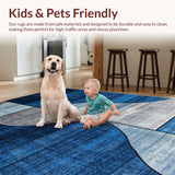 Ultra Soft Area Rug, Non Slip, Stain Resistant, Washable Area Rugs for Living Room, Bedroom, Contemporary Marble Texture Expression(Blue)