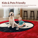 Ultra Soft Area Rug, Non Slip, Stain Resistant, Washable Area Rugs for Living Room, Bedroom, Yin Yang Circular Meditation Space Washable Rug(Red)