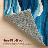 Ultra Soft Area Rug, Non Slip, Stain Resistant, Washable Area Rugs for Living Room, Bedroom, Artful Multi-Tone Seascape Design(Blue)