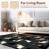 Ultra Soft Area Rug, Non Slip, Stain Resistant, Washable Area Rugs for Living Room, Bedroom, Artful Farmhouse Animal Design(Black)