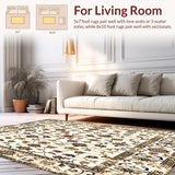 Ultra Soft Area Rug, Non Slip, Stain Resistant, Washable Area Rugs for Living Room, Bedroom, Floral Trellis Geometric Area With Aged Elegance And Artful Fusion(Ivory)