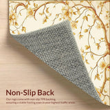 Artistic Beige Ivory Oval with Stylized Floral and Vine Motif(Beige)