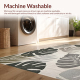 Ultra Soft Area Rug, Non Slip, Stain Resistant, Washable Area Rugs for Living Room, Bedroom, Tropical Inspired Leaf Aesthetic(Beige)