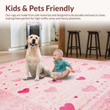Ultra Soft Area Rug, Non Slip, Stain Resistant, Washable Area Rugs for Living Room, Bedroom, Lovely Soft Curved Silhouette(Pink)