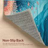 Ultra Soft Area Rug, Non Slip, Stain Resistant, Washable Area Rugs for Living Room, Bedroom, Pastel Coral Wave Inspiration(Blue)