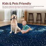 Ultra Soft Area Rug, Non Slip, Stain Resistant, Washable Area Rugs for Living Room, Bedroom, Serene Nighttime Celestial Display(Blue)