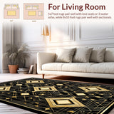 Ultra Soft Area Rug, Non Slip, Stain Resistant, Washable Area Rugs for Living Room, Bedroom, Contemporary Gold Linear Harmony(Gold)