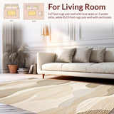 Ultra Soft Area Rug, Non Slip, Stain Resistant, Washable Area Rugs for Living Room, Bedroom, Serene Earthy Toned Linear Flow(Beige)