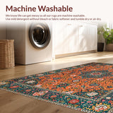 Ultra Soft Area Rug, Non Slip, Stain Resistant, Washable Area Rugs for Living Room, Bedroom, Rustic Earthy Boho Charm(Orange)