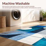 Ultra Soft Area Rug, Non Slip, Stain Resistant, Washable Area Rugs for Living Room, Bedroom, Contemporary Soft Abstract Swirls(Blue)
