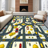 Ultra Soft Area Rug, Non Slip, Stain Resistant, Washable Area Rugs for Living Room, Bedroom, Engaging Vehicle Pathway Illustration(Yellow)