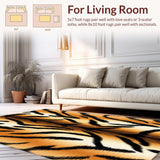 Ultra Soft Area Rug, Non Slip, Stain Resistant, Washable Area Rugs for Living Room, Bedroom, Luxury Tiger Skin Meditation Space Area Rug(Brown)