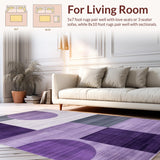 Ultra Soft Area Rug, Non Slip, Stain Resistant, Washable Area Rugs for Living Room, Bedroom, Elegant Purple Grey Artistry(Purple)