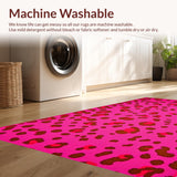 Ultra Soft Area Rug, Non Slip, Stain Resistant, Washable Area Rugs for Living Room, Bedroom, Fun Cheerful Cheetah Tailored Decor(Pink)
