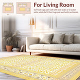 Ultra Soft Area Rug, Non Slip, Stain Resistant, Washable Area Rugs for Living Room, Bedroom, Contemporary Soft Pastel Ogee Design(White)