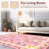 Ultra Soft Area Rug, Non Slip, Stain Resistant, Washable Area Rugs for Living Room, Bedroom, Trendy Warm Colorful Imagery(Pink)