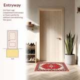 Ultra Soft Area Rug, Non Slip, Stain Resistant, Washable Area Rugs for Living Room, Bedroom, Vibrant Medallion Patterned Elegance(White)