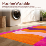 Ultra Soft Area Rug, Non Slip, Stain Resistant, Washable Area Rugs for Living Room, Bedroom, Colorful Contemporary Ethnic Fusion(Orange)