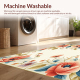 Ultra Soft Area Rug, Non Slip, Stain Resistant, Washable Area Rugs for Living Room, Bedroom, Floral Wall Indoor Decor Accent(Ivory)