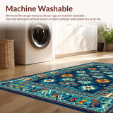 Ultra Soft Area Rug, Non Slip, Stain Resistant, Washable Area Rugs for Living Room, Bedroom, Colorful Abstract Southwest Style(Blue)