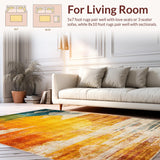 Ultra Soft Area Rug, Non Slip, Stain Resistant, Washable Area Rugs for Living Room, Bedroom, Lively Eclectic Geometric Arrangement(Orange)