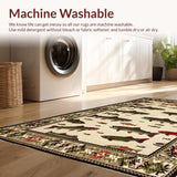Ultra Soft Area Rug, Non Slip, Stain Resistant, Washable Area Rugs for Living Room, Bedroom, Charming Hand-Printed Trout Design(Beige)