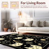 Ultra Soft Area Rug, Non Slip, Stain Resistant, Washable Area Rugs for Living Room, Bedroom, Artistic Black Cat Head Visual(Black)