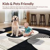 Stylish Area with Abstract Geometric Designs in Black and Beige(Black)