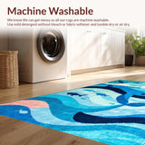 Ultra Soft Area Rug, Non Slip, Stain Resistant, Washable Area Rugs for Living Room, Bedroom, Playful Nautical Illustration Style(Blue)