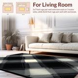 Ultra Soft Area Rug, Non Slip, Stain Resistant, Washable Area Rugs for Living Room, Bedroom, Stylish Minimalist Lattice Motif(Beige)