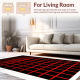 Ultra Soft Area Rug, Non Slip, Stain Resistant, Washable Area Rugs for Living Room, Bedroom, Contemporary Black and White Design(Red)