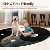 Ultra Soft Area Rug, Non Slip, Stain Resistant, Washable Area Rugs for Living Room, Bedroom, Dynamic Monochrome Trigram Arrangement(Black)